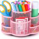 Topwey Pink Pen Holder for Desk, Rotating Pencil Holder, Cup Holder for Desk Office, Pen Organizer