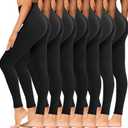Syrinx 7 Pack Leggings for Women - High Waisted Tummy Control Soft Yoga Pants for Workout Running, S-M
