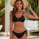 Blooming Jelly Womens Sexy 2 Piece Bikini Sets Cheeky High Cut Bathing Suit Color Block Textured U-Wire Swimsuits 2026(M,Black)