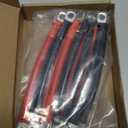 12Pcs 2AWG Battery Cable with 3/8'' M10 Lug Terminals 6-inch Cables Set Tinned Copper Power Inverter Wire Set for Solar, RV, Car, Motorcycle (6 Red +6 Black Cable)