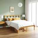 14 in Full Size Bamboo Platform Bed Frame with Tall Headboard No Box Spring,Natural