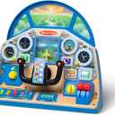 Melissa & Doug Jet Pilot Interactive Dashboard Wooden Toy for Boys and Girls Ages 3+ Cockpit Steering Wheel Pretend to Fly Experience, Fidget Buttons - FSC Certified, Kids