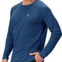 NAVISKIN Men's Rash Guard Shirts UPF 50+ Sun Protection Long Sleeve Shirts Quick Dry Lightweight (Large, Indigo Blue)