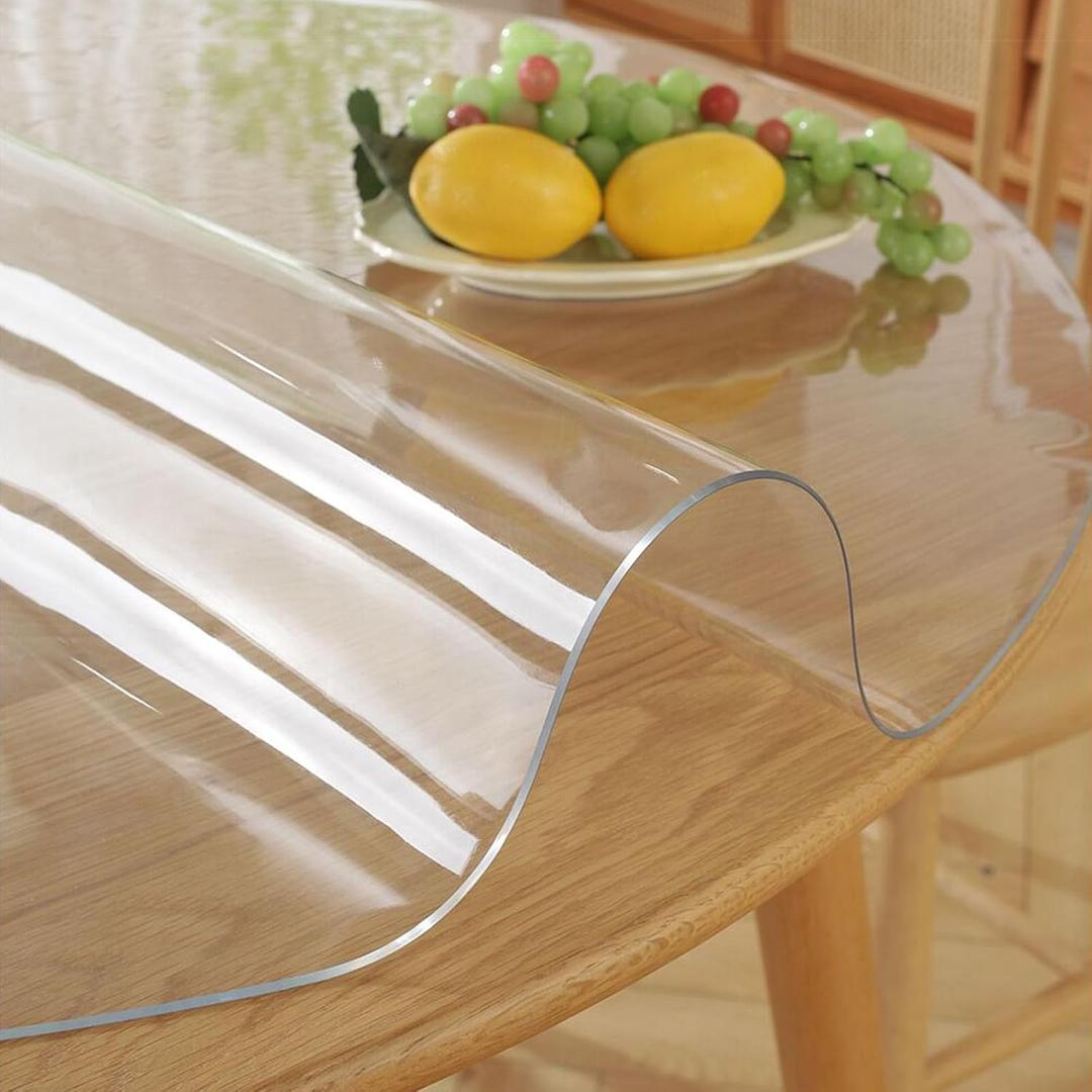 36 Inch 3ft Round Clear Table Protector Tablecloth Cover Desk Top Pad Mat for Glass Furniture Coffee Marble End Bed Sofa Side Bistro Bar Night Stand Dinner Dining Room Table Thick Plastic PVC Vinyl
