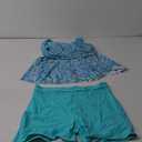B2prity Tankini Swimsuits for Women Tummy Control Two Piece Modest Bathing Suits Floral Skirt Top with Boyshorts, Extra Large, Teal Floral 