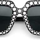 FEISEDY Kids Sunglasses for Girls Oversized Square Sparkling Party Sun Glasses Lightweight Fashion Shades B0053 (Black)
