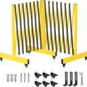 16.8FT Industrial Metal Expandable BarricadeRetractable Traffic Fence with Casters, 270 Degrees Folding Security Gate, Portable Barricade Gate for Construction Area, Traffic Control, Cordon (Yellow)