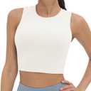 V VOCNI Nursing Tank Tops for Breastfeeding Crew Neck Sleeveless Maternity Tank Tops Sports Bras Workout Pregnancy Crop Tops