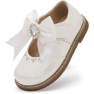 Toddler Girl Mary Jane Flat Dress Shoes (White)