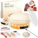 Electric Sourdough Starter Kit with 6-Temp (77-122) Control & Timer - 9" Foldable Sourdough Bread Baking Supplies & Dough Warmer - Complete Banneton Bread Proofing Basket Set for Artisan Home Bakers (Beige)