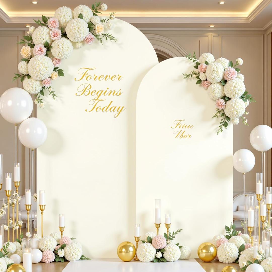Ivory Arch Cover Set of 2 Spandex 7.2 and 6ft Ivory Arch Backdrop Cover Wedding Arch Stand Covers for Bridal Shower Wedding Baby Shower Birthday Party Ceremony Banquet Photo Arched Background