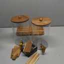 2 PCS 1 Gallon Drink dispenser, Glass Beverage Dispenser With Wood Stand, Large Water Drink Dispensers for Parties With Stainless Steel Spigot, Ideal for Lemonade,Juice, Tea, and Party Drinks