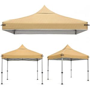8x8 Canopy Replacement Top Cover for Straight Leg Frame with Center Support Pole, Waterproof UV Resistant Pop Up Canopy Tent Top with Air Vent, Top Only (Beige)