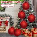 Zubebe 2 Pcs 8" Giant Fillable Christmas Ornaments with Ribbons Oversized Plastic Xmas Balls for Outdoor Lawn Yard Decor, Tree Hanging, Holiday Gifts(Glitter Red)