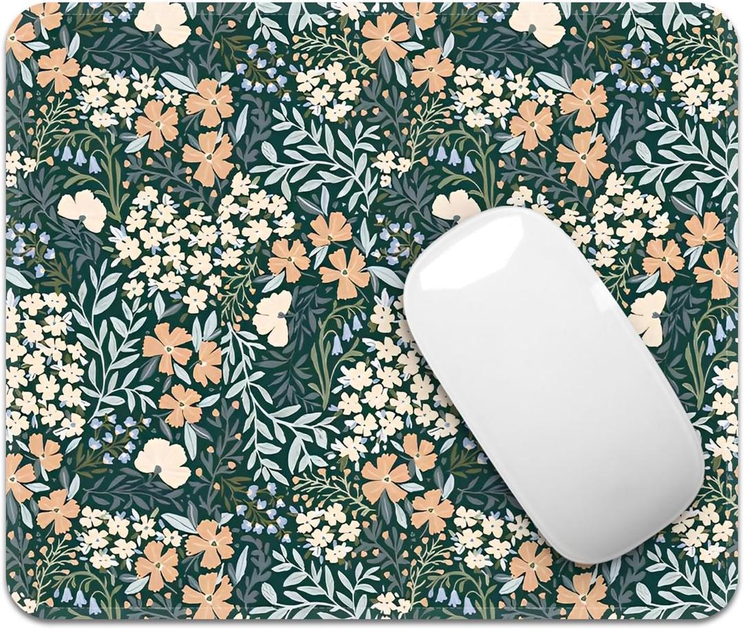 Square Mouse Pad with Stitched Edge, Premium Mousepad Washable Cloth. Computer Mouse Pad with Non-Slip Rubber Base, Mouse Pads for Computers Laptop Mouse 9.25x7.75x0.12 inch-Flower I