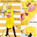 Halloween Banana Costume for Women, Big Lips Banana Onesie One Size Fruit Costume Adult, Suitable for Halloween Cosplay Party Family Events