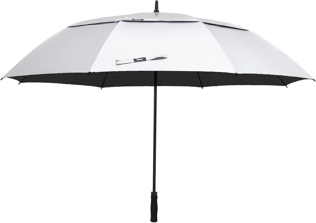 72 Inch Large UV Umbrellas For Sun Protection UPF50+ Sun Golf Umbrella UV Protection Cooling Windproof Vented Double Canopy Extra Huge Big Size (Silver-Black)