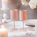 24 Pcs Pink Acrylic Wine Glasses with Stems 10 oz Colored Square Champagne Flutes Stemmed Glassware Toasting Glasses for Party Wedding Anniversary Birthday Dinner Party Decoration