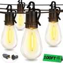 TDLOL 100FT Outdoor String Lights with 35 Shatterproof Patio Deals S14 Vintage Edison Bulbs E12 Sockets,2700K Dimmable Outdoor Lights,IP55 Waterproof LED String Lights for Outside, Patio Lights