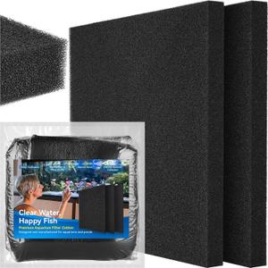 Borlech Aquarium Bio Filter Sponge Pad - Cut-to-Size Aquarium Filter Media for Fish Tank, Pond, Sump - Mechanical & Biological Filtration (18.5"x18.5"x1.6", 35PPI, 2 Pack)