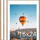 JCJMY 16x24 Picture Frame with Mat for Poster Photo and 40x60 cm Canvas, Display 14x20 with Mat or 16 x 24 without, Wood 16 by 24 Wall Gallery Poster Photo Frame, 3 Pack, Rustic Brown