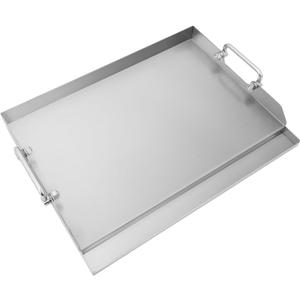 Stainless Steel Griddle Plate for Charcoal/Gas Grill, Flat Top Griddle with Even Heating for BBQ, Camping, Tailgating and Parties, 17" x 13" Silver