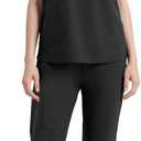 Scrubs for Women Set Nurse Uniform, Mandarin Collar Scrub Top & Jogger Pant, 8 Pockets, Yoga Waistband, 4 Way Stretch (Small, Black)