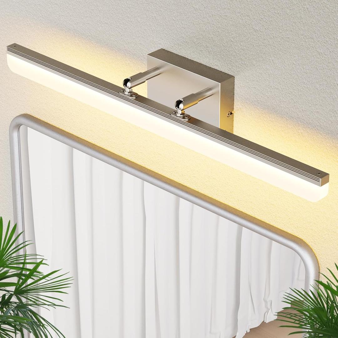 Brushed Nickel Vanity Light 24", 5CCT Dimmable LED Bathroom Light Bar, 18W Wall Mount Fixture with Adjustable Angle & ETL Driver Modern Lighting for Bathroom, Powder Room, Bedroom
