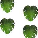 4 Pcs Turtle Leaf Tropical Artificial Palm Leaves Coasters Jungle Plant Cup Bowl Pad Drinks Mat for Coffee Mug Tea Home Party Décor