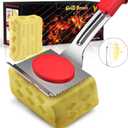 Grill Brush Bristle Free, BBQ Grill Brush for Outdoor Grill, Safe Steam Grill Cleaning Brush with Scraper, Replacement Sponge Heads, Non Metal Bristles for Cast Iron, Stainless-Steel Grates