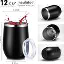Inbagi 30 Pack 12 oz Stainless Steel Tumblers Bulk with Lids and Straws, Double Wall Insulated Wine Tumblers for Wedding Party Favors, Bridal Shower, Birthday Event Gifts (Black)