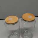 DWTS DANWEITESI Iced Coffee Cups with Lids 2 pcs,16 oz Glass Cups with Lids and Straws as Coffee Bar Accessories,Beer Drinking Glasses,Reusable Glass Tumbler,Cute Coffee Cups for Coffee, Juice, Gifts