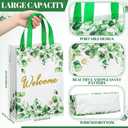 Sweetude 50 Pcs 12 x 9 x 4 Inches Welcome Bags Gift for Wedding Guests Bulk, Reusable Non Woven Eucalyptus Green Welcome Tote Bags with Handles for Engagement Bridal Shower Birthday Party