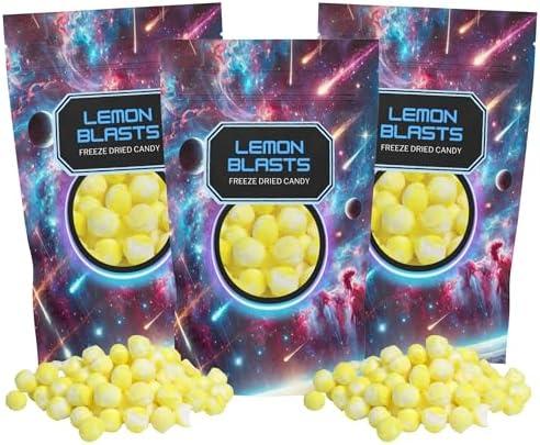 Freeze Dried Lemon Heads, Sour Crunchy Candy, Party Favor Treats or Movie Night Snacks, Resealable Bags, 3 Ounces (Pack of 3), BBD: 06/04/2026
