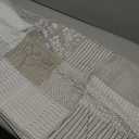 Chezmoi Collection Quinn 2-Piece Neutral Taupe Gray White Floral Hibiscus Flower Candy Stripe Patchwork Quilt Set - Pre-Washed Cotton Coverlet - Lightweight Reversible Bedspread, Twin Size