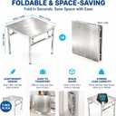 Portable Stainless Steel Metal Folding Table 31.5"x31.5" No-Assembly | Heavy Duty Kitchen Prep Table Square Stainless Steel Work Table for Kitchen Garage,Workshop,Outdoor BBQ, 31.5 x 31.5 x 29.5 inches