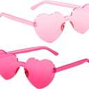 Heart Shaped Sunglasses for Women Colorful Glasses Fun Trendy Transparent Heart Sunglasses Party Favor (2 Pairs-Pink&Rose) (One Size)
