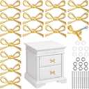 16 Pcs Gold Bow Drawer Knobs Metal Bow Knobs for Dresser Vintage Dresser Handles Pulls Gold Cabinets Handles for Home Bedroom Kitchen Cabinets Hardware Cupboard, 1.6 x 1 Inches