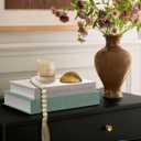 Decorative Books for Home Decor  Set of 2 Linen Faux Book Storage Boxes with Wooden Bead Tassel, Hidden Storage for Bookshelf, Coffee Table, Living Room, Office, Bedroom (Green,Beige)