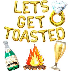 Lets Get Toasted Bachelorette Decoration Mountain Engagement Decoration Mountain Bachelorette Decoration Camp Bachelorette Decoration Camping Bachelorette Party Decorations (Golden)