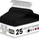 Utopia Home Velvet Hangers 25 Pack - Non-Slip Suit Hangers with 360 Degree Rotatable Hook - for Pants, Coats, Shirts & More (Black)