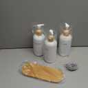 White Shampoo and Conditioner Dispenser Set by Brighter Barns - Shower Dispenser - Shampoo Conditioner Body Wash Dispenser with Pump - Shower Soap Dispenser for Bathroom Decor, Hotel, Airbnb (White)