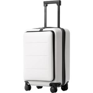 Coolife Carry-On Luggage, 20-inch Lightweight Hardshell, Airline-Certified ABS+PC, Pocket Compartment (White, 20-inch Carry-On)