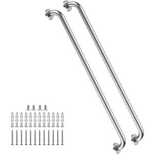 2 Pack 40 Inch Shower Grab Bars Satin Brushed Nickel, ZUEXT SUS304 Stainless Steel Bathroom Shower Balance Bar, Safety Hand Rail Support,Handicap Elderly Senior Assist Bath Grab Handle(1.25" Diameter)
