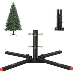 Christmas Tree Stand for Artificial Trees - 1.4 Inch Inner Diameter Heavy Duty Metal Xmas Tree Base for 4-6.5 ft US Standard Christmas Trees 27"x27", Foldable Legs w/Magnetic Attachment Easy Setup (Black)