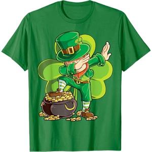 St Patricks Day Dabbing Leprechaun Boys Kids Men Gifts Dab T-Shirt Medium