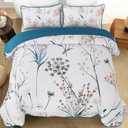Dobuyly Teal Quilt King Size Floral Botanical King Quilt Bedding Set 3 Pieces Soft Lightweight Microfiber Flower Bedspread Coverlet Set for All Season, 104"x90"