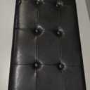 Folding Storage Ottoman Bench 30in, Leather Foot Rest Stools Ottoman with Storage, Coffee Table, End of Bed Bench Footstool for Living Room, Bedroom, Load 330 lb, 30x15x15 inches, Black