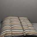 EAGLE PEAK Tufted Outdoor/Indoor High Back Patio Chair Cushion, Set of 1, 46'' x 22'', Beige Stripes