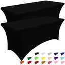 Smiry 2 Pack Spandex Table Cloth 6FT, Elastic Fitted Stretch Tablecloths for Rectangle Tables, Washable Table Cover for Outdoor, Wedding, Banquet & Parties (Black, 72Lx30Wx30H Inch)